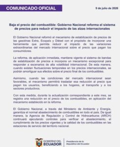 Gobierno reforma el sistema de precios de los combustibles y anuncia reducción en el valor de las gasolinas y el diésel.